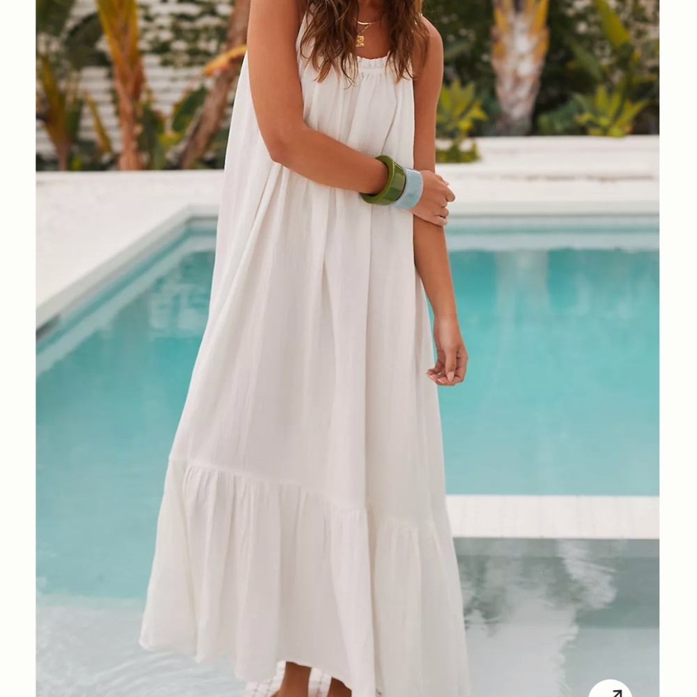 Anthropologie white maxi gauze dress